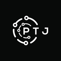 PTJ technology letter logo design on black  background. PTJ creative initials technology letter logo concept. PTJ technology letter design.
