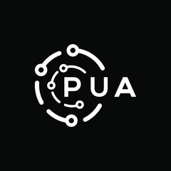 PUA technology letter logo design on black  background. PUA creative initials technology letter logo concept. PUA technology letter design.
