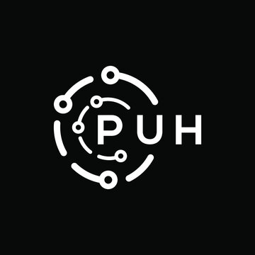 PUH technology letter logo design on black  background. PUH creative initials technology letter logo concept. PUH technology letter design.
