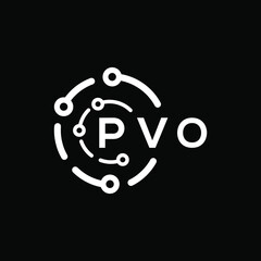 PVO technology letter logo design on black  background. PVO creative initials technology letter logo concept. PVO technology letter design.
