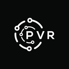 PVR technology letter logo design on black  background. PVR creative initials technology letter logo concept. PVR technology letter design.

