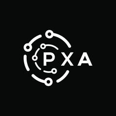 PXA technology letter logo design on black  background. PXA creative initials technology letter logo concept. PXA technology letter design.