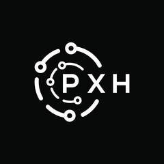 PXH technology letter logo design on black  background. PXH creative initials technology letter logo concept. PXH technology letter design.
