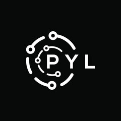 PYL technology letter logo design on black  background. PYL creative initials technology letter logo concept. PYL technology letter design.