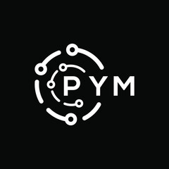 PYM technology letter logo design on black  background. PYM creative initials technology letter logo concept. PYM technology letter design.