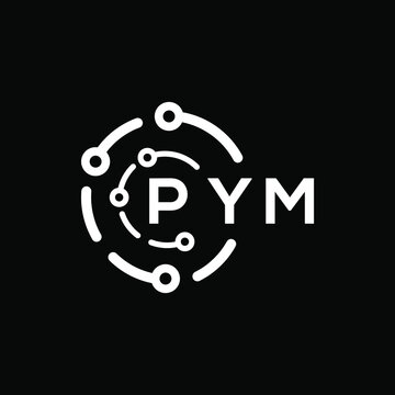 PYM technology letter logo design on black  background. PYM creative initials technology letter logo concept. PYM technology letter design.