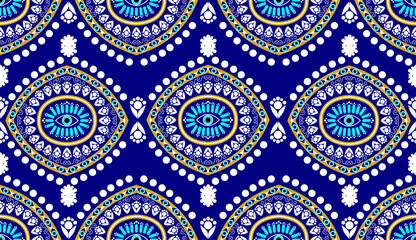 evil eye vector seamless pattern. Ethnic evil eyes geometric pattern seamless design for cloth, scarf, wallpaper, printed, carpet, wrapping, Batik, fabric, Vector illustration. Vector seamless.