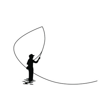 recommend clip art: man fishing with fly vector in action for illustration