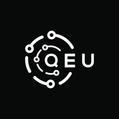 QEU technology letter logo design on black  background. QEU creative initials technology letter logo concept. QEU technology letter design.