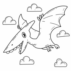 animals coloring book alphabet. Isolated on white background. Vector cartoon pteranodon dinosaur. © aka vector