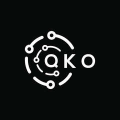 QKO technology letter logo design on black  background. QKO creative initials technology letter logo concept. QKO technology letter design.