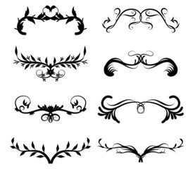 set of swirl border calligraphy and dividers decorative vector in vintage style on white background, collection retro element in black line doodle hand drawn illustration design
