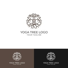Roots Of The Tree logo illustration. Tree vector silhouette.