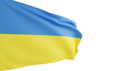 Ukrainian flag. National independence. Ukraine democracy. Blue yellow color two horizontal bands sign waving isolated on white copy space background.