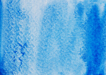 Abstract background and texture pattern blue a color flow on white background, Illustration watercolor hand draw and painted on paper