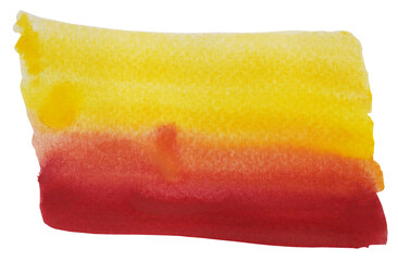 Watercolor stroke and spray on white paper , Abstract background by hand drawn yellow with pink with red and orange color liquid drip isolated on white background