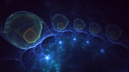 3D rendering abstract multicolor fractal light background