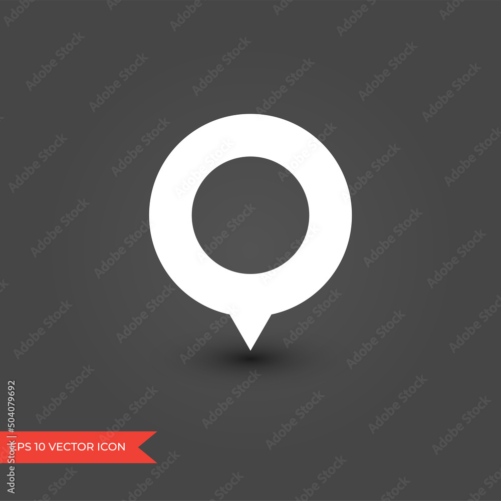 Poster location pin icon. map pointer. white marker symbol