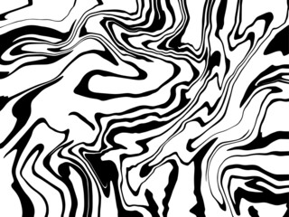 Abstract monochrome liquid background. Black and white wavy marble texture