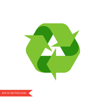 Recycle icon. Green symbol with three arrows