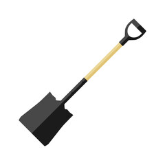 The color icon is a wide shovel. Shovel for snow removal and various bulk products. Gardening and construction equipment. Vector illustration isolated on a white background for design and web.