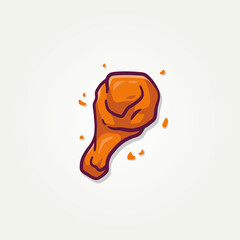 crispy fried chicken leg illustration flat icon vector illustration design. fast food fried chicken leg flat design © BLAZYBONE
