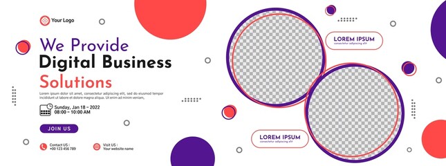 Business conference banner template design for webinar, marketing, online class program, etc