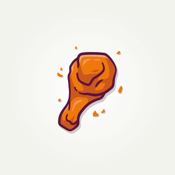 crispy fried chicken leg illustration flat icon vector illustration design. fast food fried chicken leg flat design