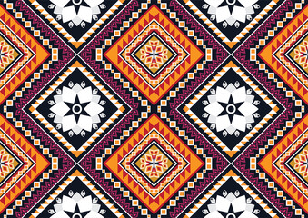 Ethnic abstract geometric flower pattern Design for background, carpet, clothing, wrapping, fabric, cover, textile