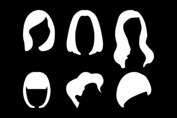 Woman Hairstyle For Salon Set vector, Woman Hair Wig icon template