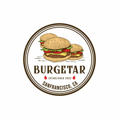Badge Logo Vintage Style for Burger Food
