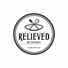 Logo with Dishware for Restaurant Vintage Style