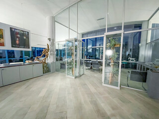 Modern spaciuos office at night. Business concept