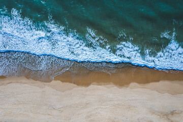 beach drone photo waves sand 
