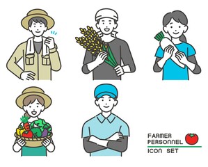 収穫した野菜や米を持つ農家のベクターイラスト素材／農業／園芸