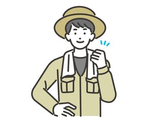 収穫した野菜や米を持つ農家のベクターイラスト素材／農業／園芸