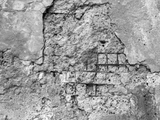 mounting defect on the wall black and white