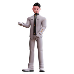 3d wedding groom character illustration