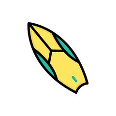 Surfboard icon vector. Sports, hobbies, leisure, summer. Filled line icon style. simple design editable. Design simple illustration