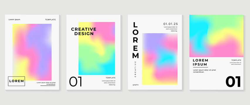 Fluid gradient background vector. Cute and minimalist style posters, Photo frame cover with pastel colorful geometric shapes and liquid color. Modern wallpaper design for social media, idol poster.