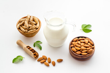 Vegan non dairy drink - sweet almond milk with nuts