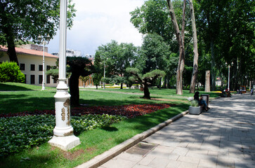 Fototapeta premium View of historical urban Gulhane Park in the Eminonu district of Istanbul. Turkey.