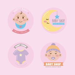 four baby shower stickers