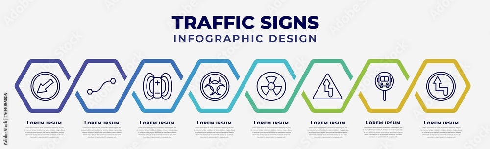Poster vector infographic design template with icons and 8 options or steps. infographic for traffic signs 