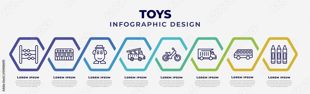 Poster vector infographic design template with icons and 8 options or steps. infographic for toys concept. 