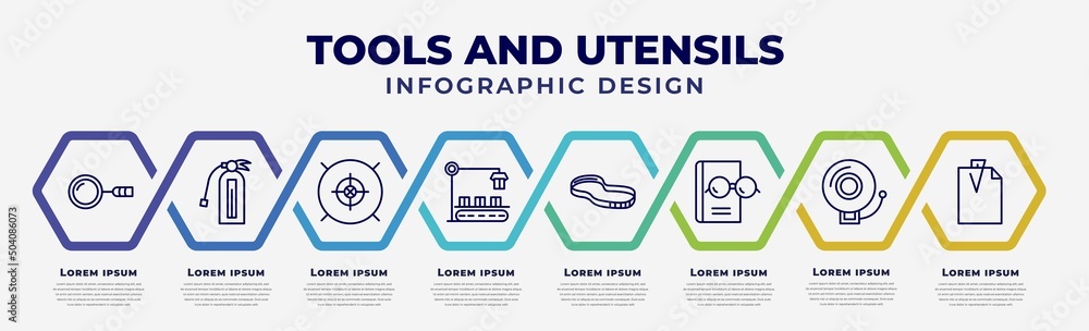 Poster vector infographic design template with icons and 8 options or steps. infographic for tools and uten