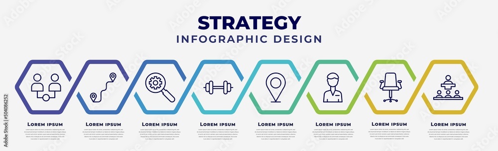 Poster vector infographic design template with icons and 8 options or steps. infographic for strategy conce