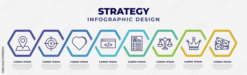 Poster vector infographic design template with icons and 8 options or steps. infographic for strategy conce
