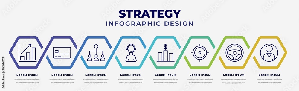 Poster vector infographic design template with icons and 8 options or steps. infographic for strategy conce