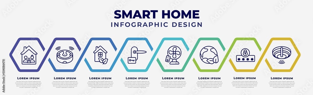 Poster vector infographic design template with icons and 8 options or steps. infographic for smart home con